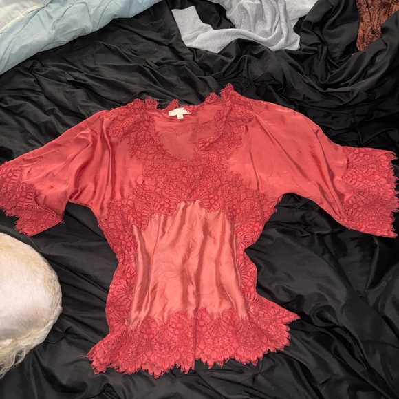 Moulinette Soeurs Tops - Moulinette Souers Red Lace Parisian Blouse